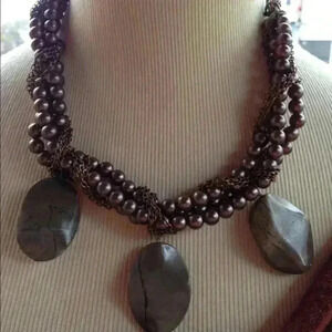 Handmade multi chain beaded necklace